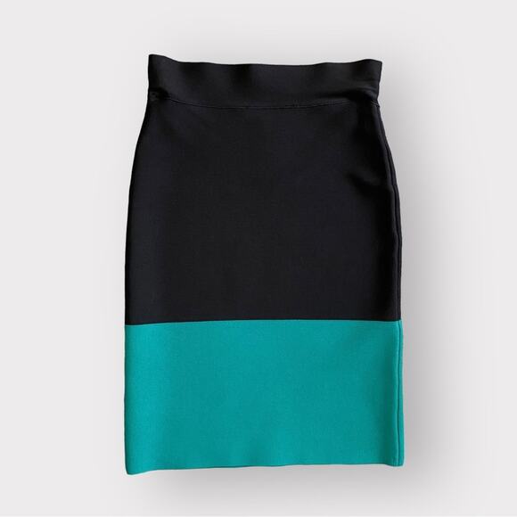 BCBG Maxarzia Bandage Skirt Turquoise Black - Picture 1 of 7